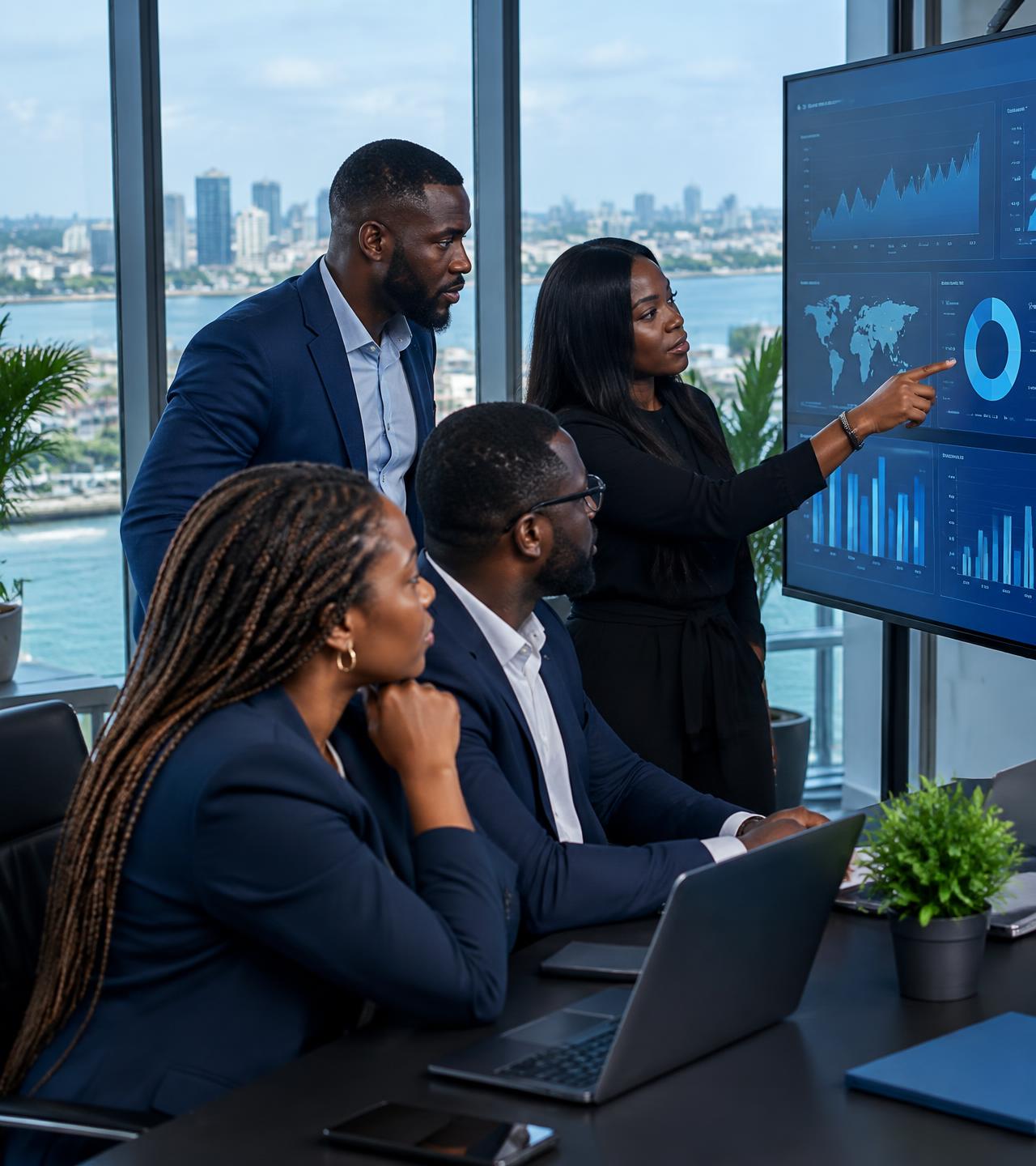 DKT Agency team reviewing digital marketing campaign analytics in a Lagos office